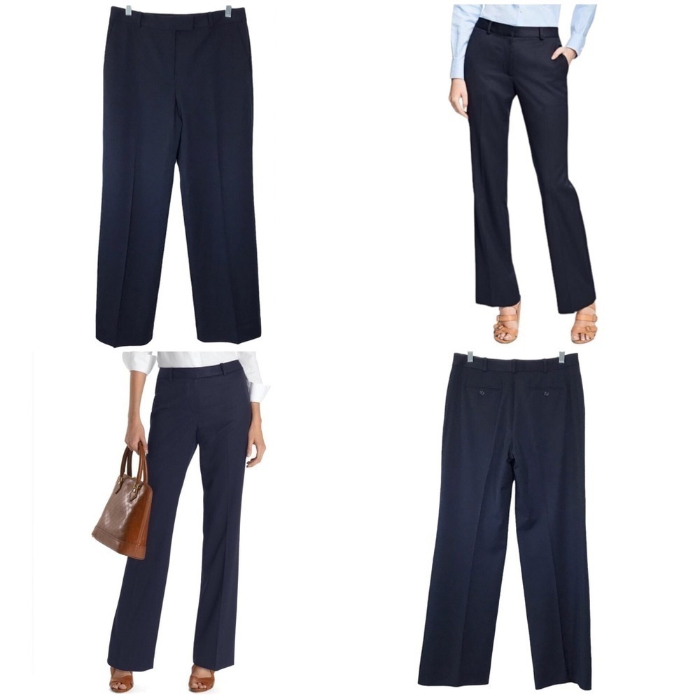 Brooks Brothers 346 Caroline Fit Trousers Blue Size 6 Puddle Hem Pants